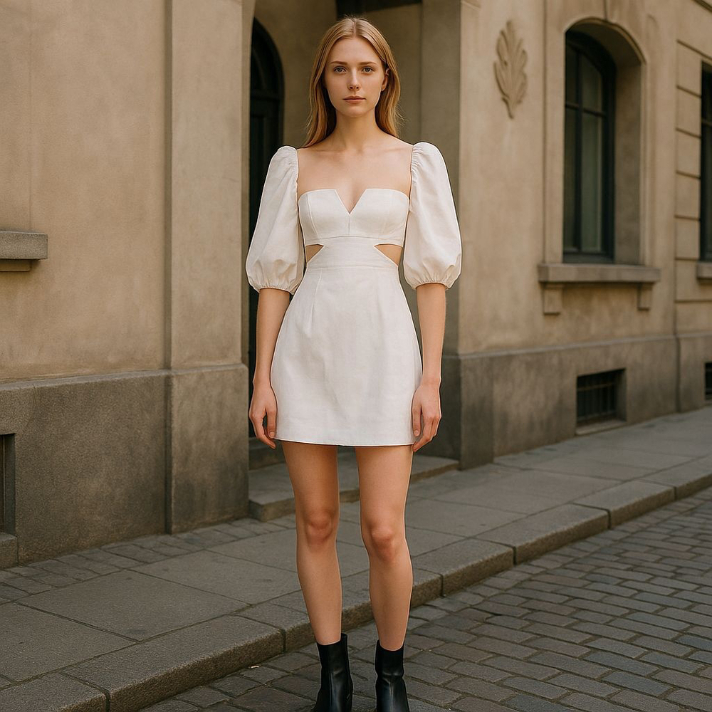 Rumer the Label White Freya Mini Linen Dress